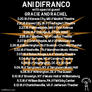 Ani DiFranco Spring 2018 Tour